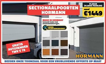 Promoties Sectionaalpoorten hormann planar vlakke panelen - Hörmann - Geldig van 03/11/2023 tot 30/11/2023 bij Bouwcenter Frans Vlaeminck