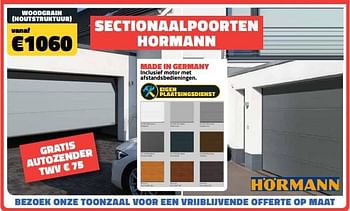 Promoties Sectionaalpoorten hormann woodgrain houtstruktuur - Hörmann - Geldig van 03/11/2023 tot 30/11/2023 bij Bouwcenter Frans Vlaeminck