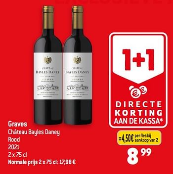 Promoties Graves château bayles daney rood 2021 - Rode wijnen - Geldig van 01/11/2023 tot 07/11/2023 bij Smatch