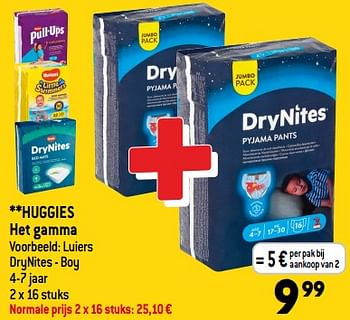 Promoties Huggies luiers drynites - boy - Huggies - Geldig van 01/11/2023 tot 07/11/2023 bij Smatch