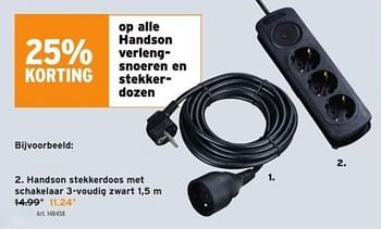 Promoties Handson stekkerdoos met schakelaar 3-voudig zwart - Handson - Geldig van 01/11/2023 tot 07/11/2023 bij Gamma