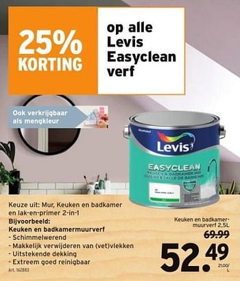 Promoties Levis easyclean keuken badkamermuurverf - Levis - Geldig van 01/11/2023 tot 07/11/2023 bij Gamma
