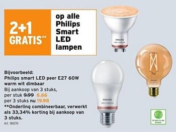 Promoties Philips smart led peer e27 warm wit dimbaar - Philips - Geldig van 01/11/2023 tot 07/11/2023 bij Gamma