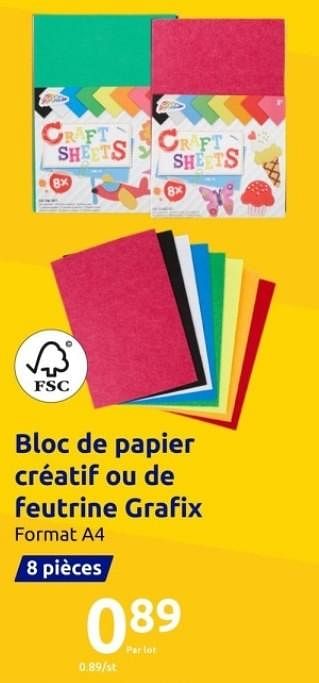 Promotions Bloc de papier créatif ou de feutrine grafix - Grafix - Valide de 01/11/2023 à 07/11/2023 chez Action