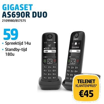 Promoties Gigaset as690r duo - Gigaset - Geldig van 31/10/2023 tot 30/11/2023 bij VCD