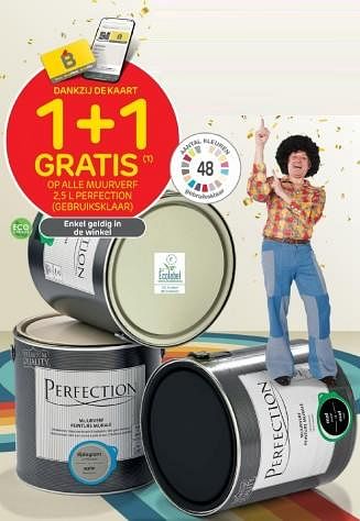 Promoties 1+1 gratis op alle muurverf 2,5 l perfection gebruiksklaar - Perfection - Geldig van 08/11/2023 tot 13/11/2023 bij Brico