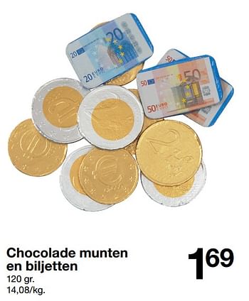 Promoties Chocolade munten en biljetten - Huismerk - Zeeman  - Geldig van 04/11/2023 tot 10/11/2023 bij Zeeman