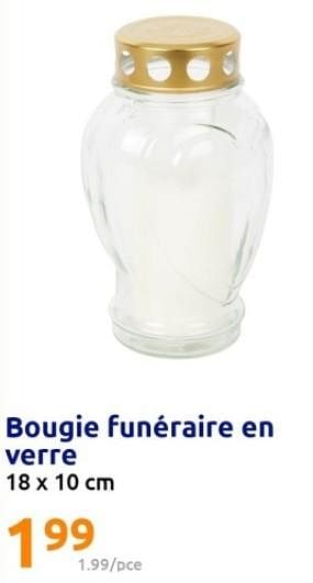 Promotions Bougie funéraire en verre - Produit Maison - Action - Valide de 01/11/2023 à 07/11/2023 chez Action