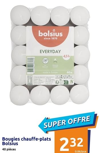 Promotions Bougies chauffe-plats bolsius - Bolsius - Valide de 01/11/2023 à 07/11/2023 chez Action