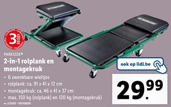 Promoties 2-in-1 rolplank en montagekruk - Parkside - Geldig van 08/11/2023 tot 14/11/2023 bij Lidl