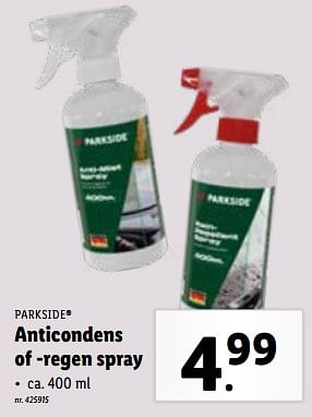 Promoties Anticondens of -regen spray - Parkside - Geldig van 08/11/2023 tot 14/11/2023 bij Lidl