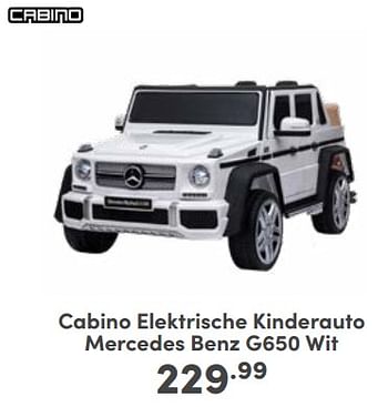 Promoties Cabino elektrische kinderauto mercedes benz g650 wit - Cabino - Geldig van 05/11/2023 tot 11/11/2023 bij Baby & Tiener Megastore