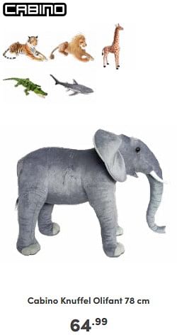 Promoties Cabino knuffel olifant - Cabino - Geldig van 05/11/2023 tot 11/11/2023 bij Baby & Tiener Megastore