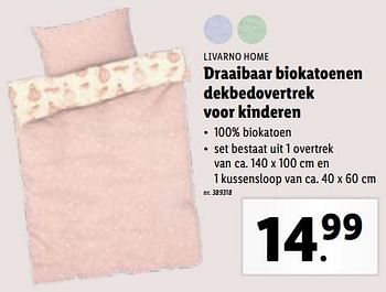 Promoties Draaibaar biokatoenen dekbedovertrek voor kinderen - Livarno - Geldig van 08/11/2023 tot 14/11/2023 bij Lidl
