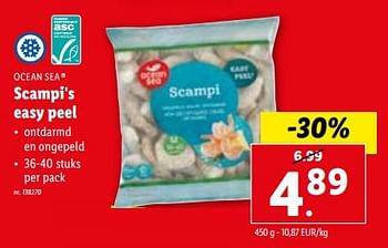 Promoties Scampi`s easy peel - OceanSEa - Geldig van 08/11/2023 tot 14/11/2023 bij Lidl