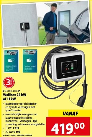Promoties Ultimate speed wallbox 22 kw of 11 kw - Ultimate Speed - Geldig van 08/11/2023 tot 14/11/2023 bij Lidl