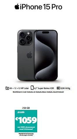 Promotions Apple iphone 15 pro 256 gb - Apple - Valide de 31/10/2023 à 13/11/2023 chez Base