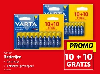 Promoties Batterijen - Varta - Geldig van 08/11/2023 tot 14/11/2023 bij Lidl