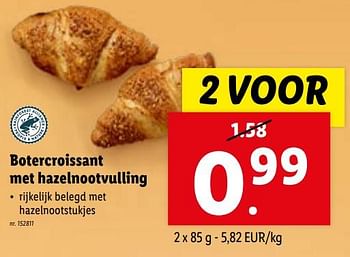Promoties Botercroissant met hazelnootvulling - Huismerk - Lidl - Geldig van 08/11/2023 tot 14/11/2023 bij Lidl