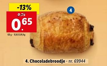 Promoties Chocoladebroodje - Huismerk - Lidl - Geldig van 08/11/2023 tot 14/11/2023 bij Lidl