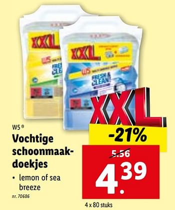 Promoties Vochtige schoonmaakdoekjes - W5 - Geldig van 08/11/2023 tot 14/11/2023 bij Lidl