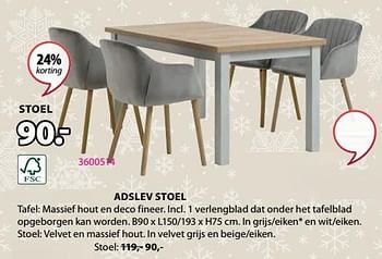 Promoties Adslev stoel - Huismerk - Jysk - Geldig van 30/10/2023 tot 26/11/2023 bij Jysk