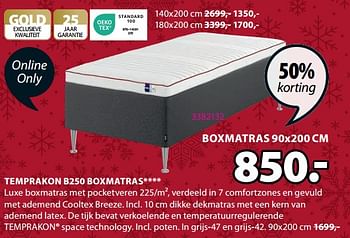 Promoties Temprakon b250 boxmatras - Huismerk - Jysk - Geldig van 30/10/2023 tot 26/11/2023 bij Jysk