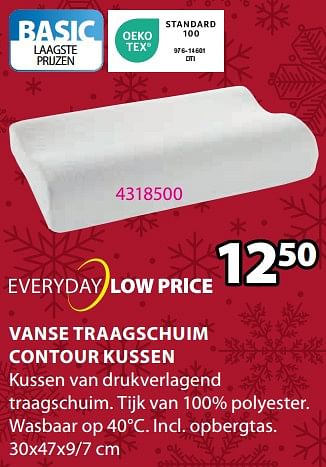 Promoties Vanse traagschuim contour kussen - Huismerk - Jysk - Geldig van 30/10/2023 tot 26/11/2023 bij Jysk