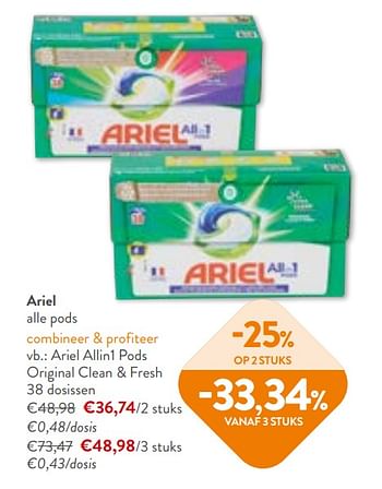 Promoties Ariel allin1 pods original clean + fresh - Ariel - Geldig van 02/11/2023 tot 14/11/2023 bij OKay