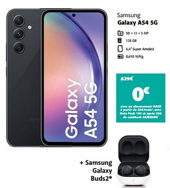 Promotions Samsung galaxy a54 5g - Samsung - Valide de 31/10/2023 à 13/11/2023 chez Base