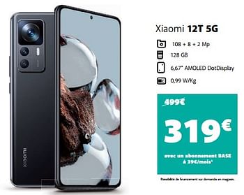 Promotions Xiaomi 12t 5g - Xiaomi - Valide de 31/10/2023 à 13/11/2023 chez Base