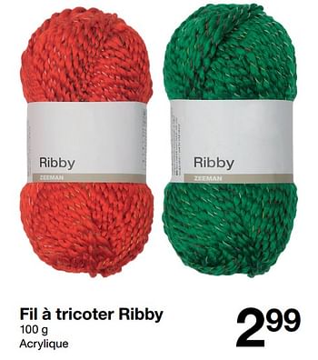 Promotions Fil à tricoter ribby - Produit maison - Zeeman  - Valide de 04/11/2023 à 10/11/2023 chez Zeeman