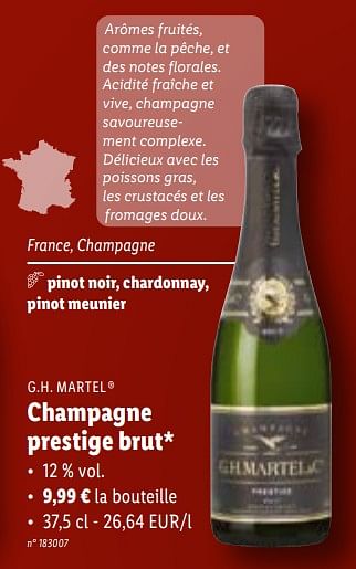 Promotions Champagne prestige brut - Champagne - Valide de 08/11/2023 à 14/11/2023 chez Lidl