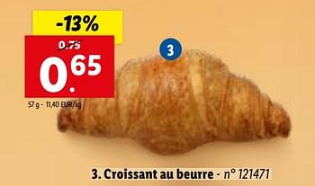 Promotions Croissant au beurre - Produit maison - Lidl - Valide de 08/11/2023 à 14/11/2023 chez Lidl