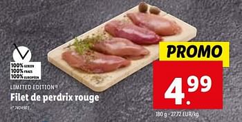 Promotions Filet de perdrix rouge - Limited Edition - Valide de 08/11/2023 à 14/11/2023 chez Lidl
