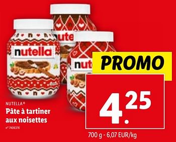 Promotions Pâte à tartiner aux noisettes - Nutella - Valide de 08/11/2023 à 14/11/2023 chez Lidl