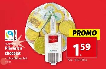 Promotions Pièces en chocolat - Favorina - Valide de 08/11/2023 à 14/11/2023 chez Lidl