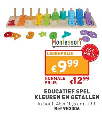 Promoties Educatief spel kleuren en getallen - Montessori - Geldig van 08/11/2023 tot 13/11/2023 bij Trafic
