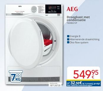 Promoties Aeg droogkast met condensatie t6dbg72p - AEG - Geldig van 01/11/2023 tot 12/11/2023 bij Eldi