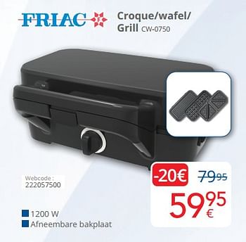 Promoties Friac croque-wafel- grill cw-0750 - Friac - Geldig van 01/11/2023 tot 12/11/2023 bij Eldi