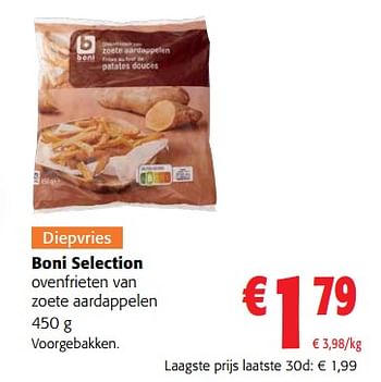 Promoties Boni selection ovenfrieten van zoete aardappelen - Boni - Geldig van 02/11/2023 tot 14/11/2023 bij Colruyt
