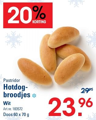 Promotions Hotdogbroodjes wit - Pastridor - Valide de 02/11/2023 à 23/11/2023 chez Sligro