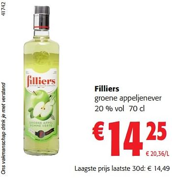Promoties Filliers groene appeljenever - Filliers - Geldig van 02/11/2023 tot 14/11/2023 bij Colruyt