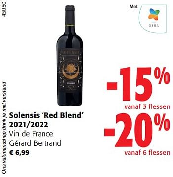 Promoties Solensis red blend 2021-2022 vin de france gérard bertrand - Rode wijnen - Geldig van 02/11/2023 tot 14/11/2023 bij Colruyt