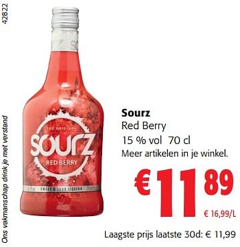 Promoties Sourz red berry - Sourz - Geldig van 02/11/2023 tot 14/11/2023 bij Colruyt