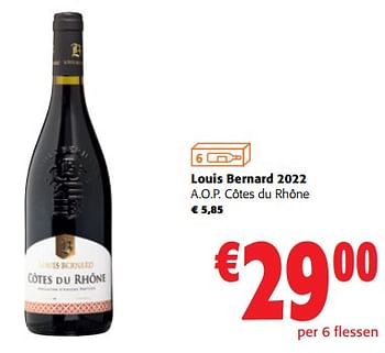 Promoties Louis bernard 2022 a.o.p. côtes du rhône - Rode wijnen - Geldig van 02/11/2023 tot 14/11/2023 bij Colruyt