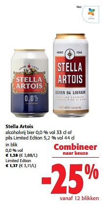 Promoties Stella artois alcoholvrij bier of pils limited edtion - Stella Artois - Geldig van 02/11/2023 tot 14/11/2023 bij Colruyt