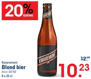 Promoties Blond bier - Kwaremont - Geldig van 26/10/2023 tot 13/11/2023 bij Sligro