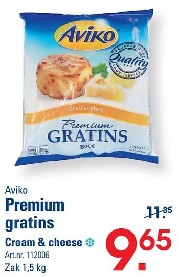 Promoties Premium gratins cream + cheese - Aviko - Geldig van 26/10/2023 tot 13/11/2023 bij Sligro