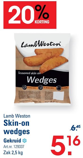 Promoties Skin-on wedges gekruid - Lambweston - Geldig van 26/10/2023 tot 13/11/2023 bij Sligro